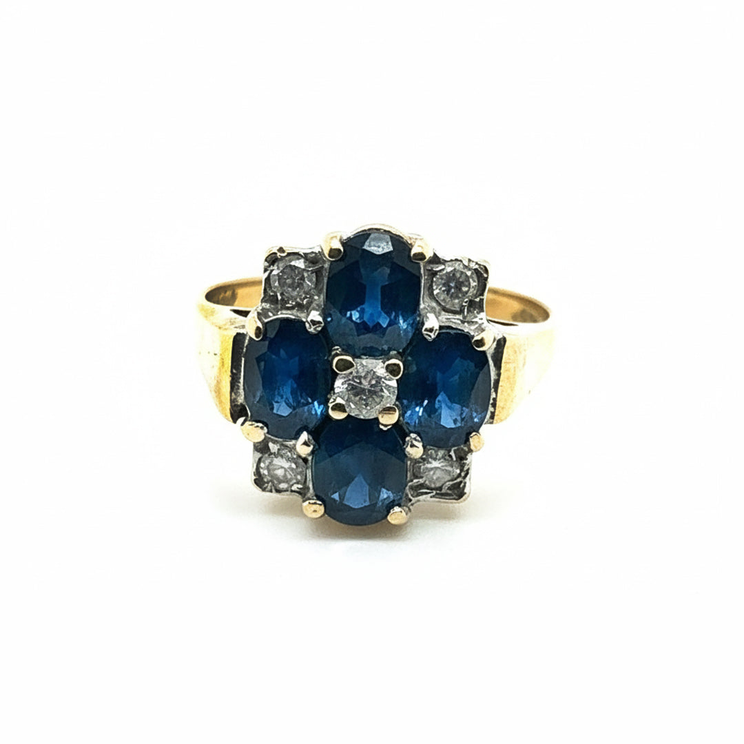 9ct Yellow Gold Sapphire And Diamond Ring
