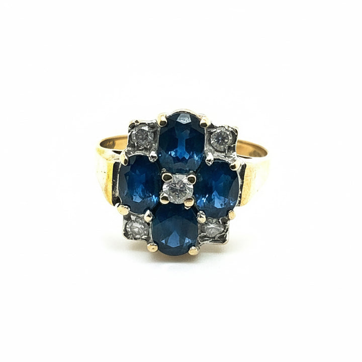 9ct Yellow Gold Sapphire And Diamond Ring