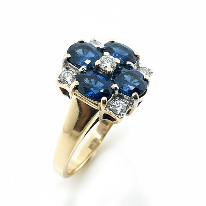 9ct Yellow Gold Sapphire And Diamond Ring