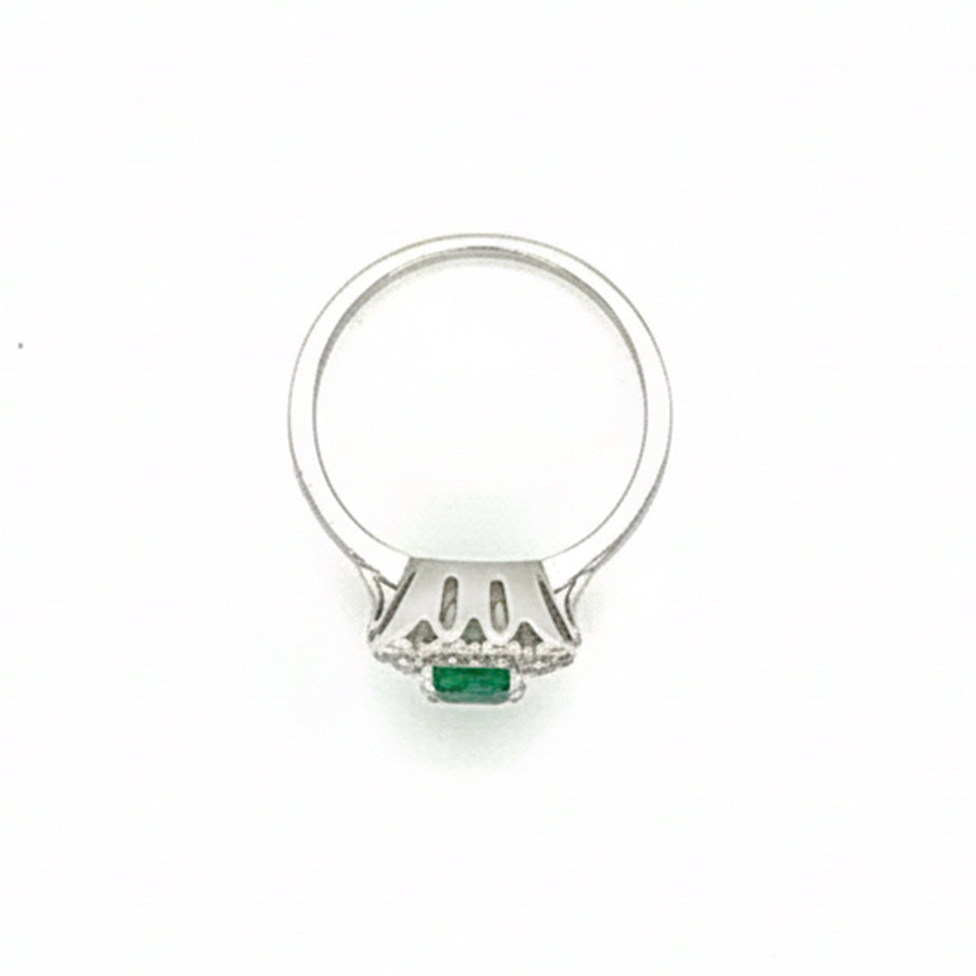 18ct White Gold Emerald And Diamond Ring