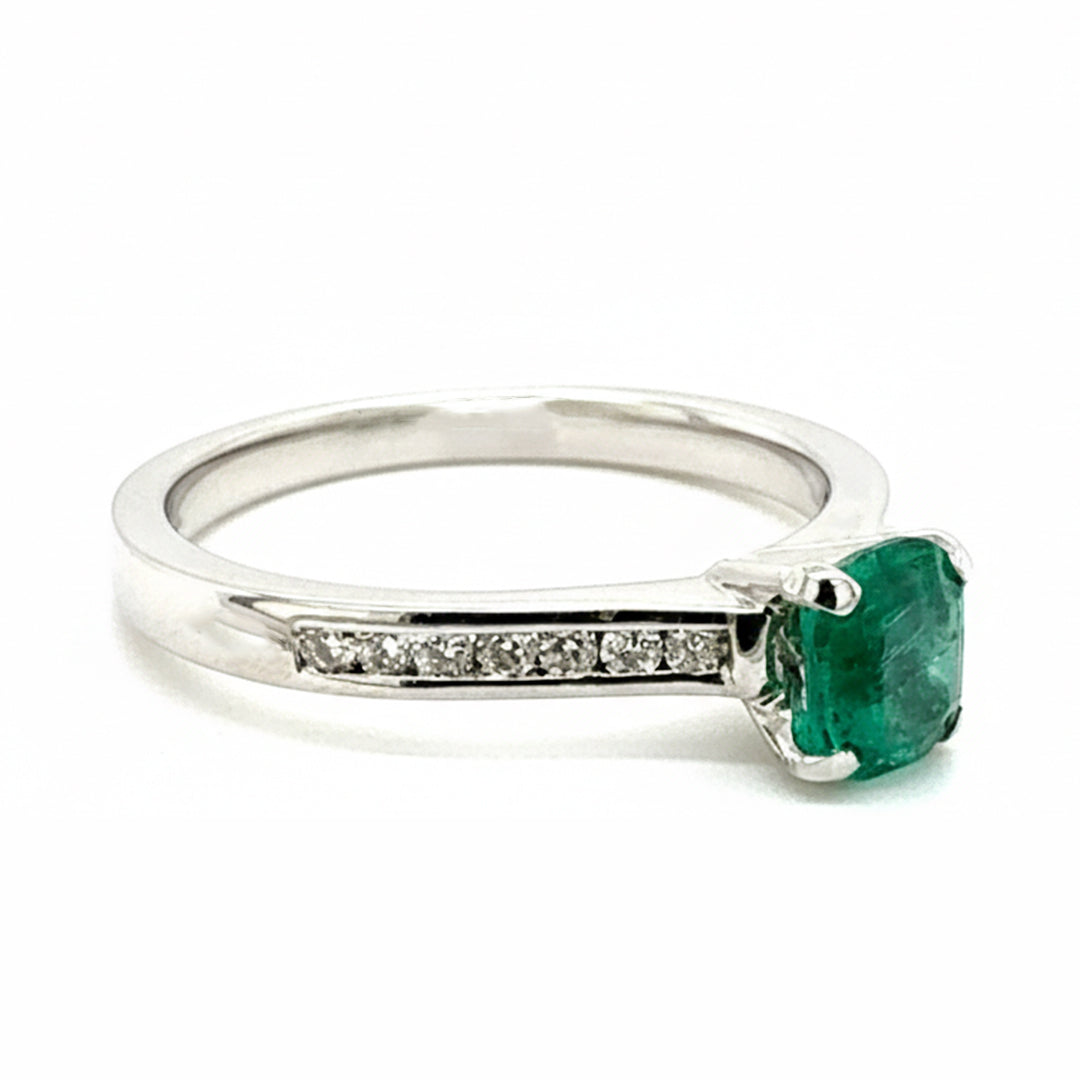 18ct Yellow Gold Emerald And Diamond Ring