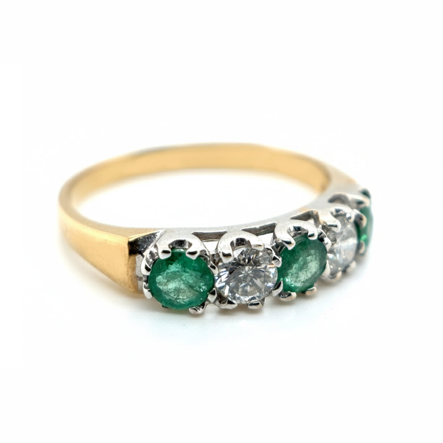9ct Yellow Gold Emerald And Diamond Ring