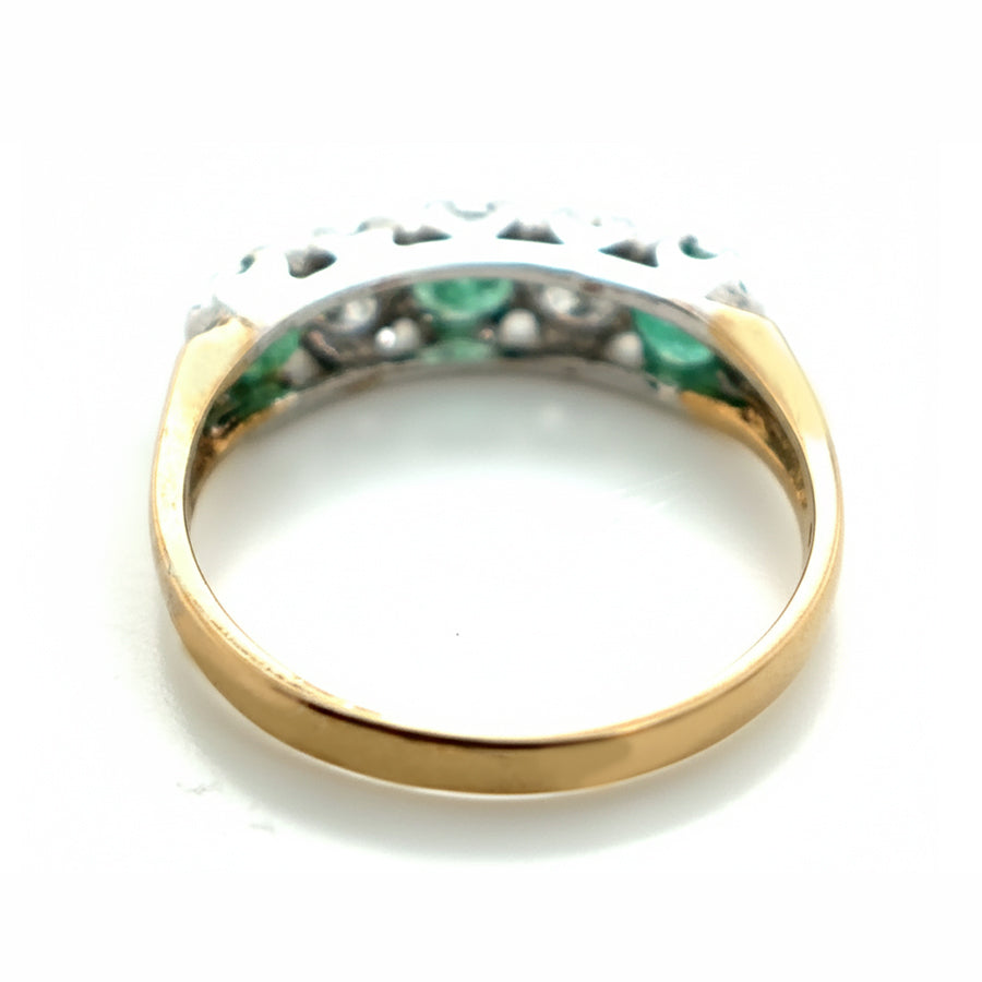 9ct Yellow Gold Emerald And Diamond Ring