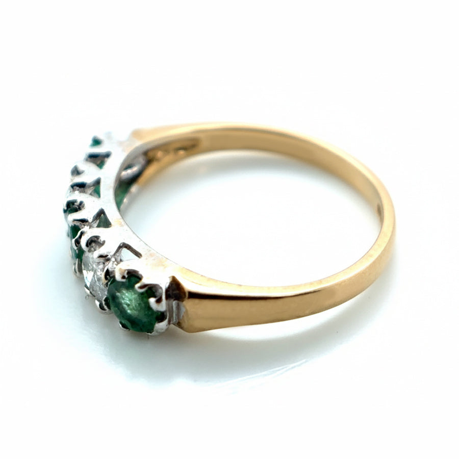 9ct Yellow Gold Emerald And Diamond Ring