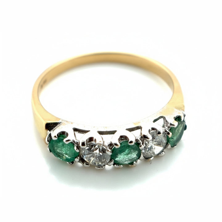9ct Yellow Gold Emerald And Diamond Ring