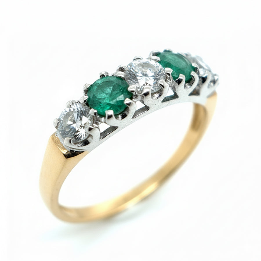 9ct Yellow Gold Emerald And Diamond Ring