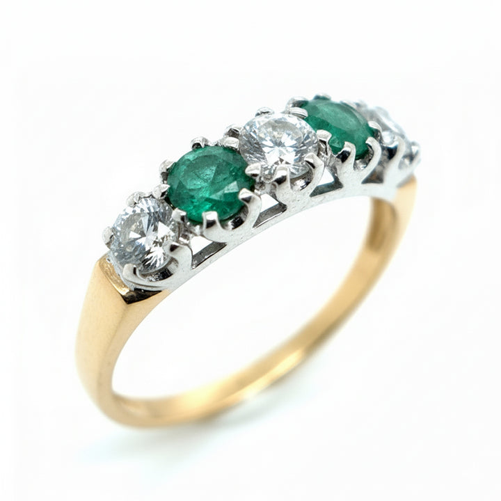9ct Yellow Gold Emerald And Diamond Ring