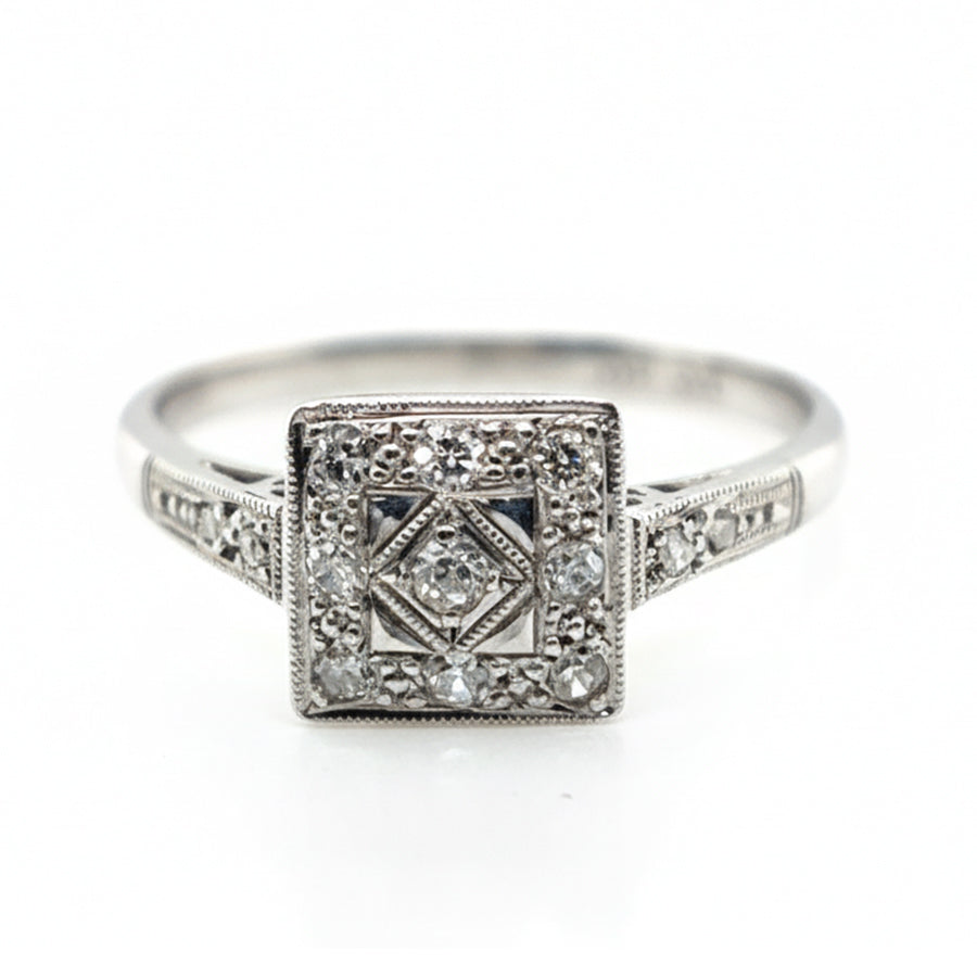 18ct White Gold Art Deco Style Diamond Ring