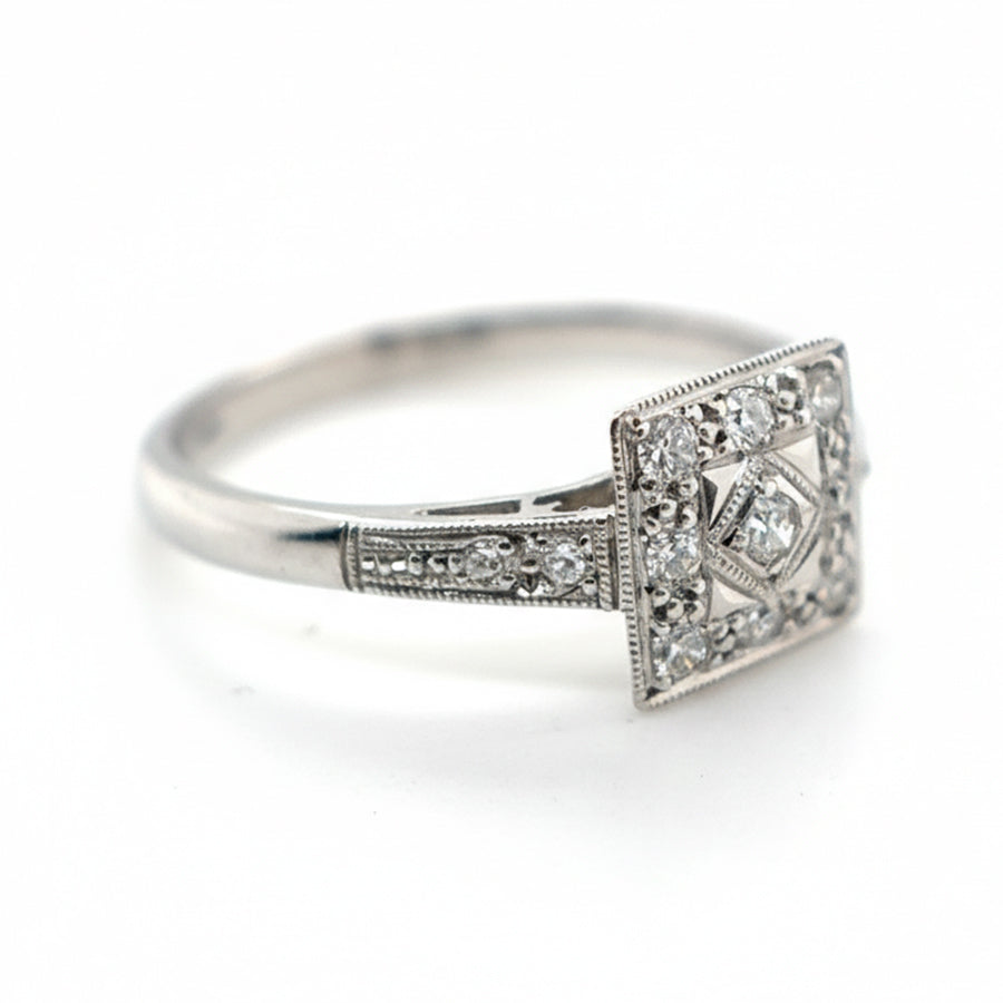18ct White Gold Art Deco Style Diamond Ring