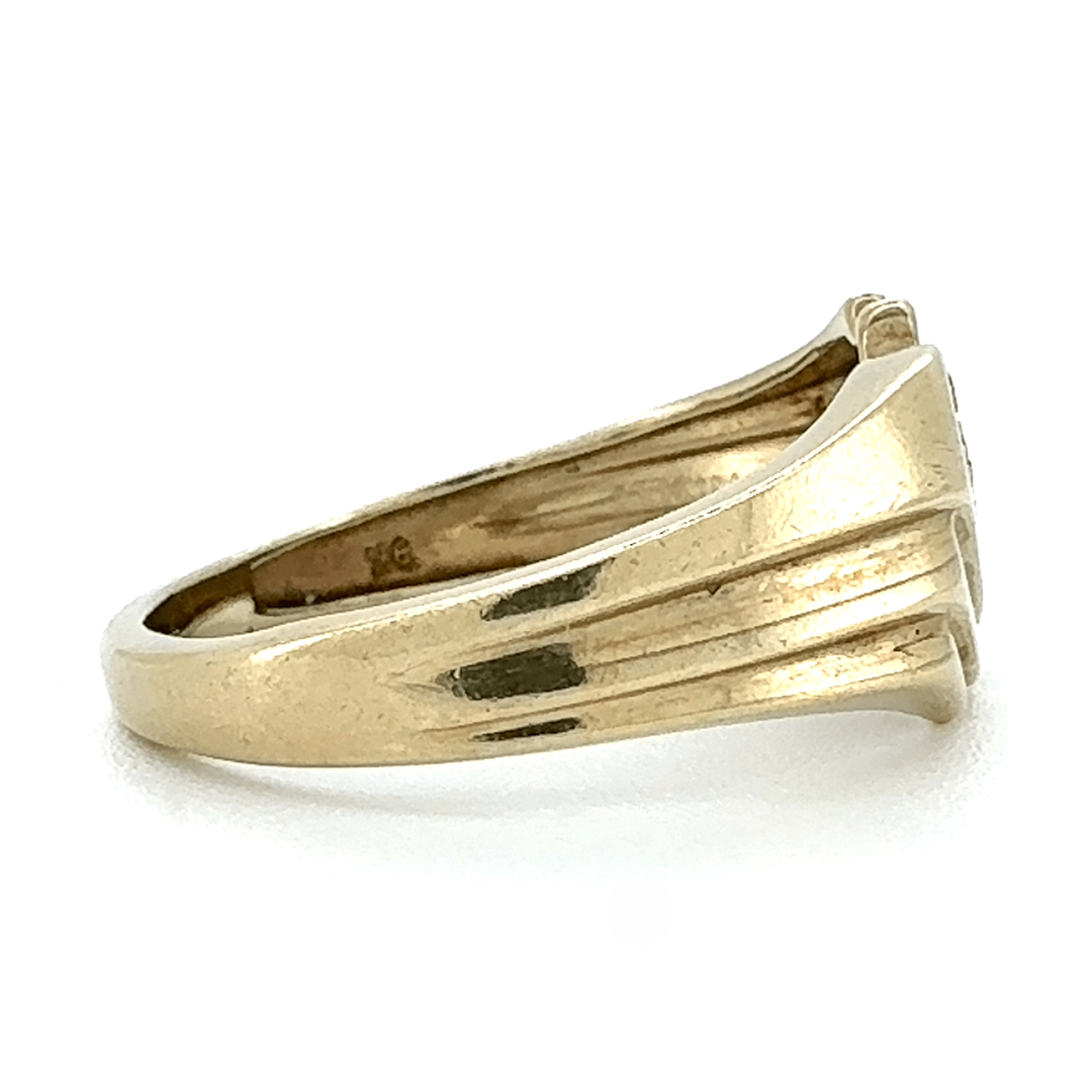 9ct Yellow Gold Diamond Signet Ring