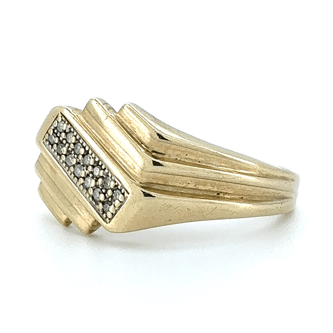 9ct Yellow Gold Diamond Signet Ring