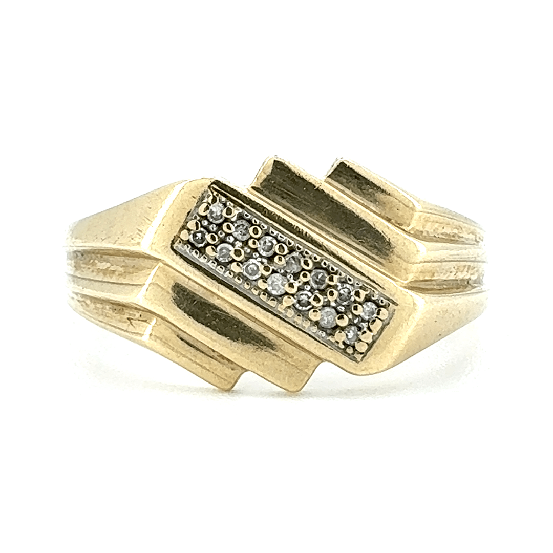 9ct Yellow Gold Diamond Signet Ring