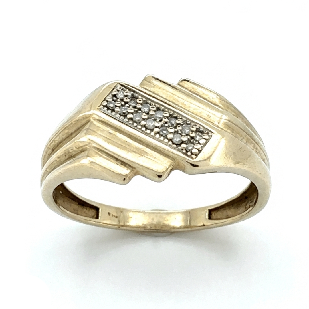 9ct Yellow Gold Diamond Signet Ring