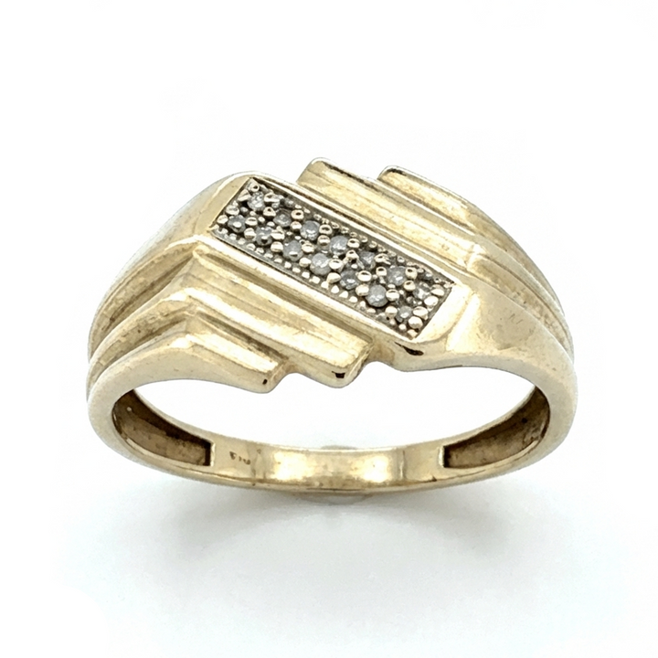 9ct Yellow Gold Diamond Signet Ring