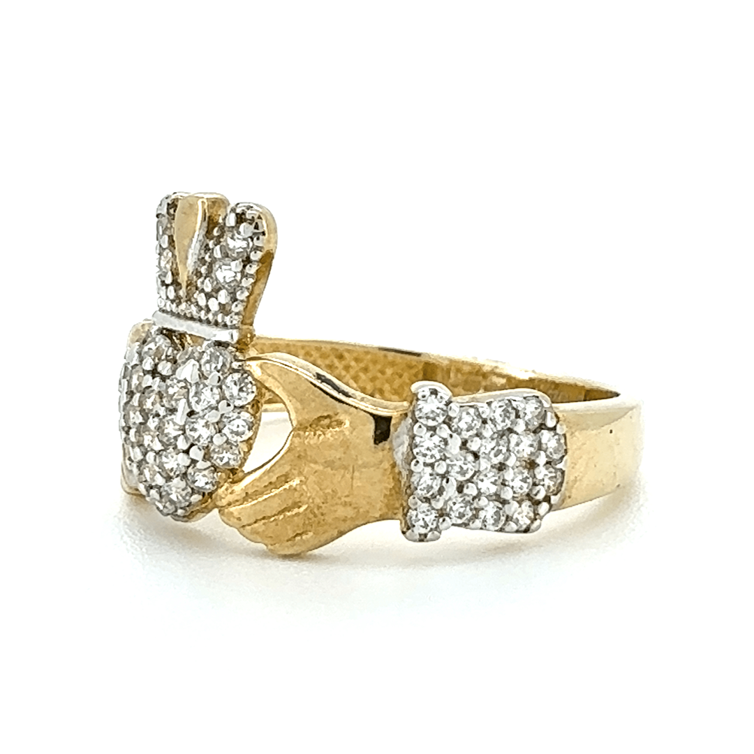 9ct Yellow Gold Cubic Zirconia Claddaugh Ring
