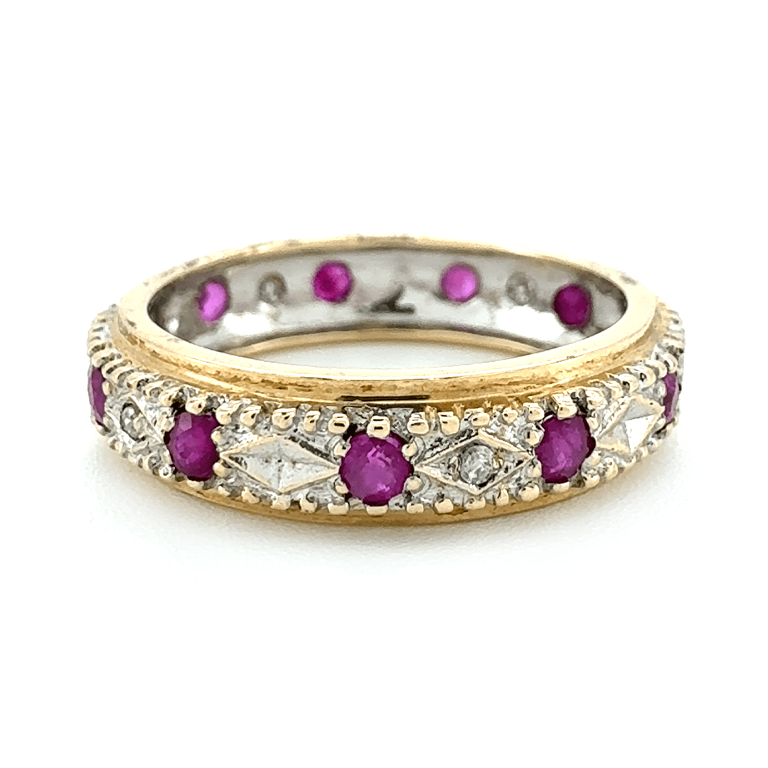 9ct Yellow Gold Ruby and Diamond Ring
