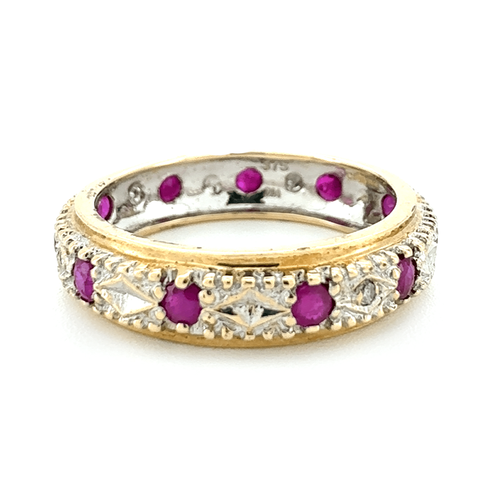 9ct Yellow Gold Ruby and Diamond Ring