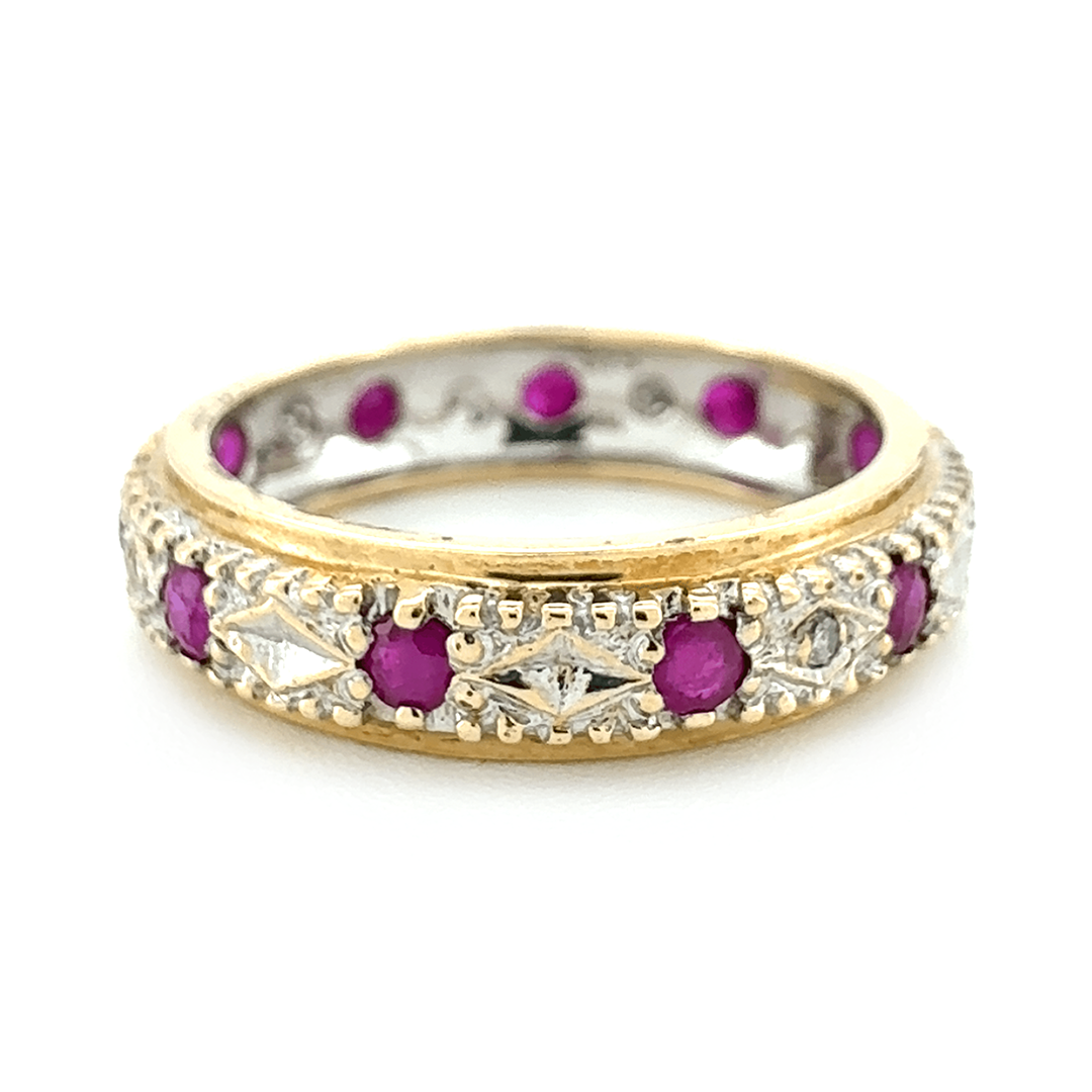 9ct Yellow Gold Ruby and Diamond Ring