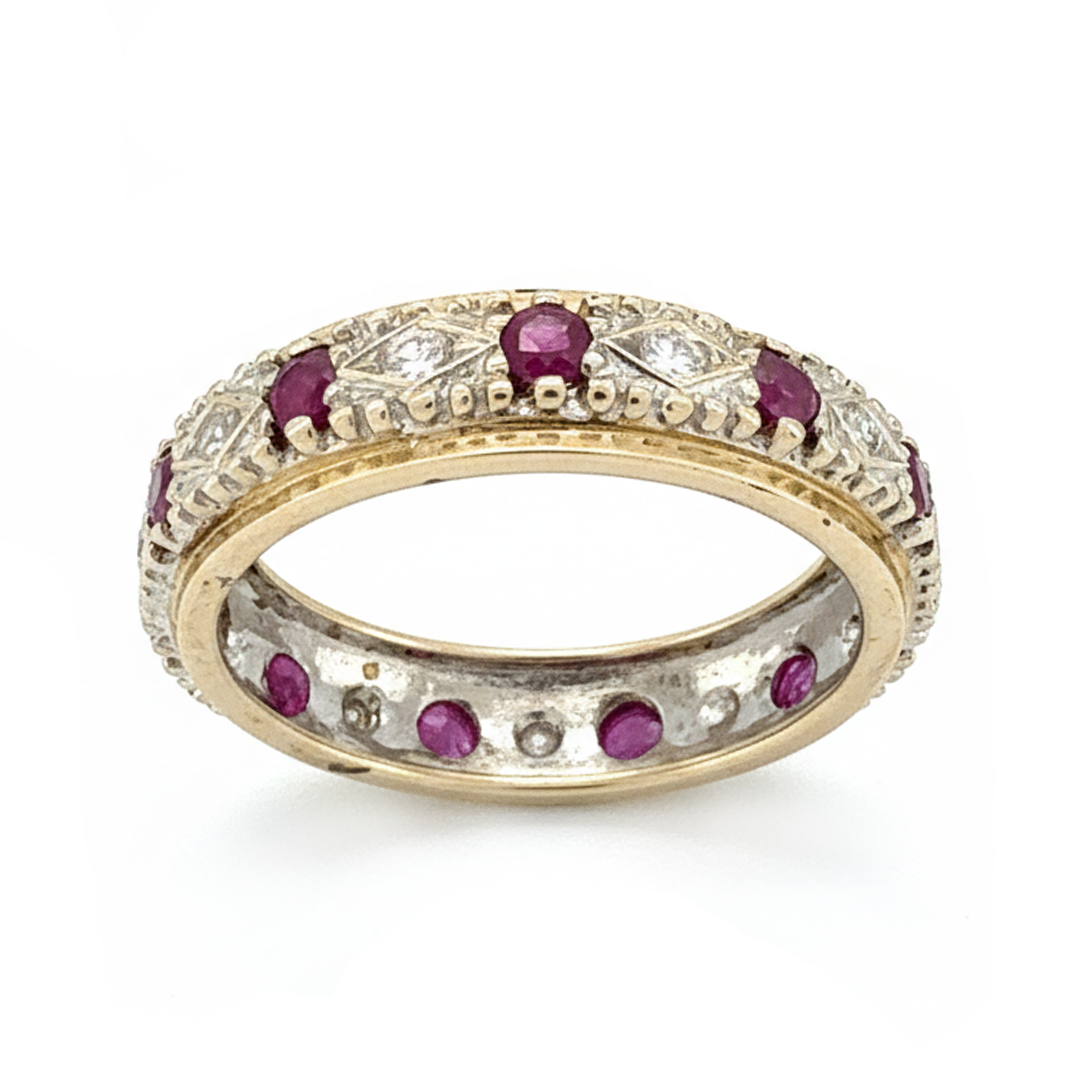 9ct Yellow Gold Ruby and Diamond Ring