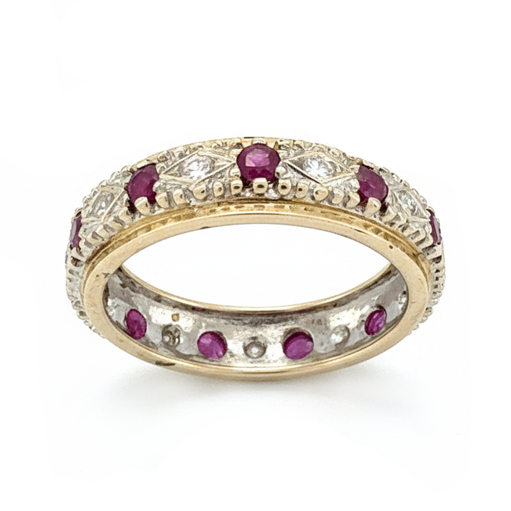 9ct Yellow Gold Ruby and Diamond Ring