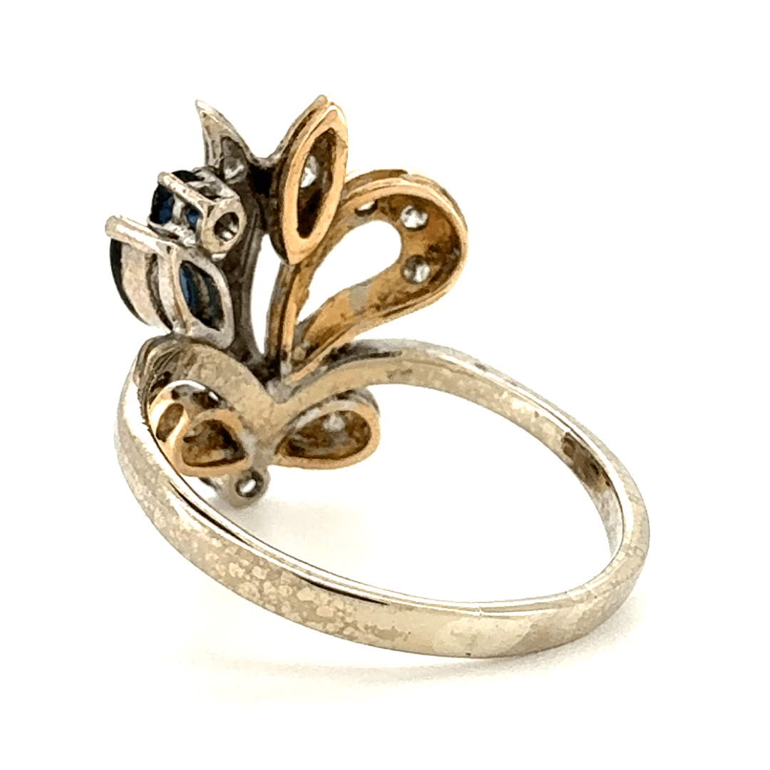 14ct Two Toned Sapphire and Diamond Ring