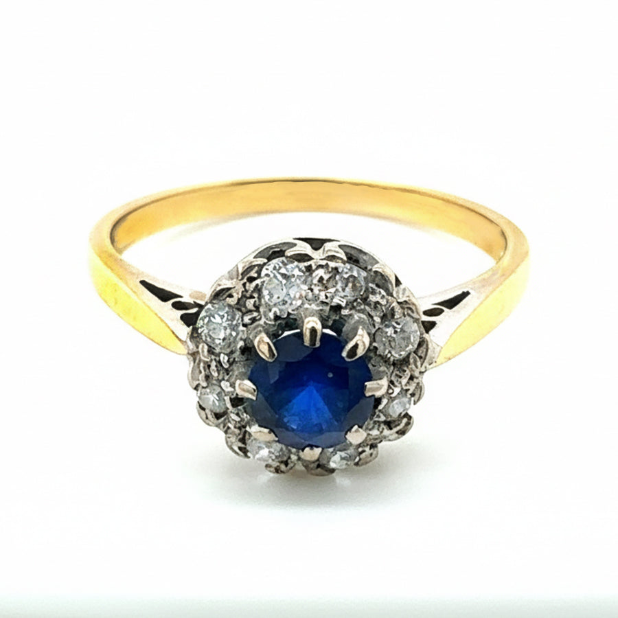 18ct Yellow Gold And Platinum Sapphire And Diamond Ring