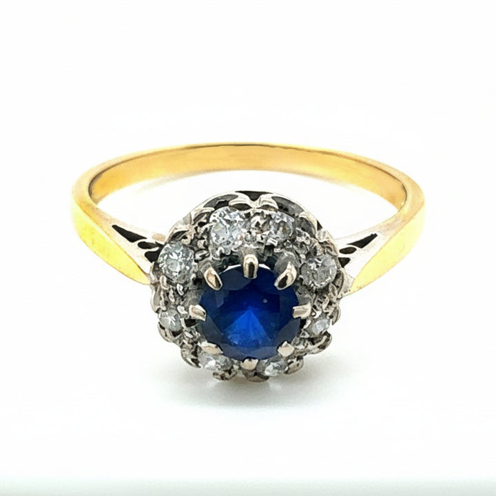 18ct Yellow Gold And Platinum Sapphire And Diamond Ring
