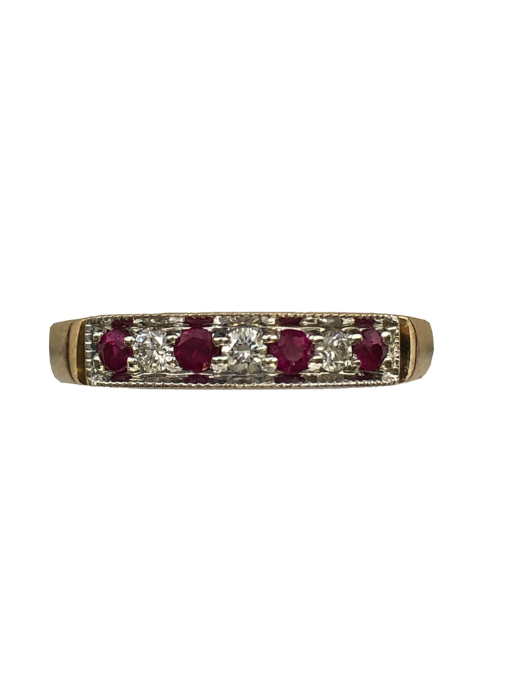 A 9ct gold ruby and diamond ring