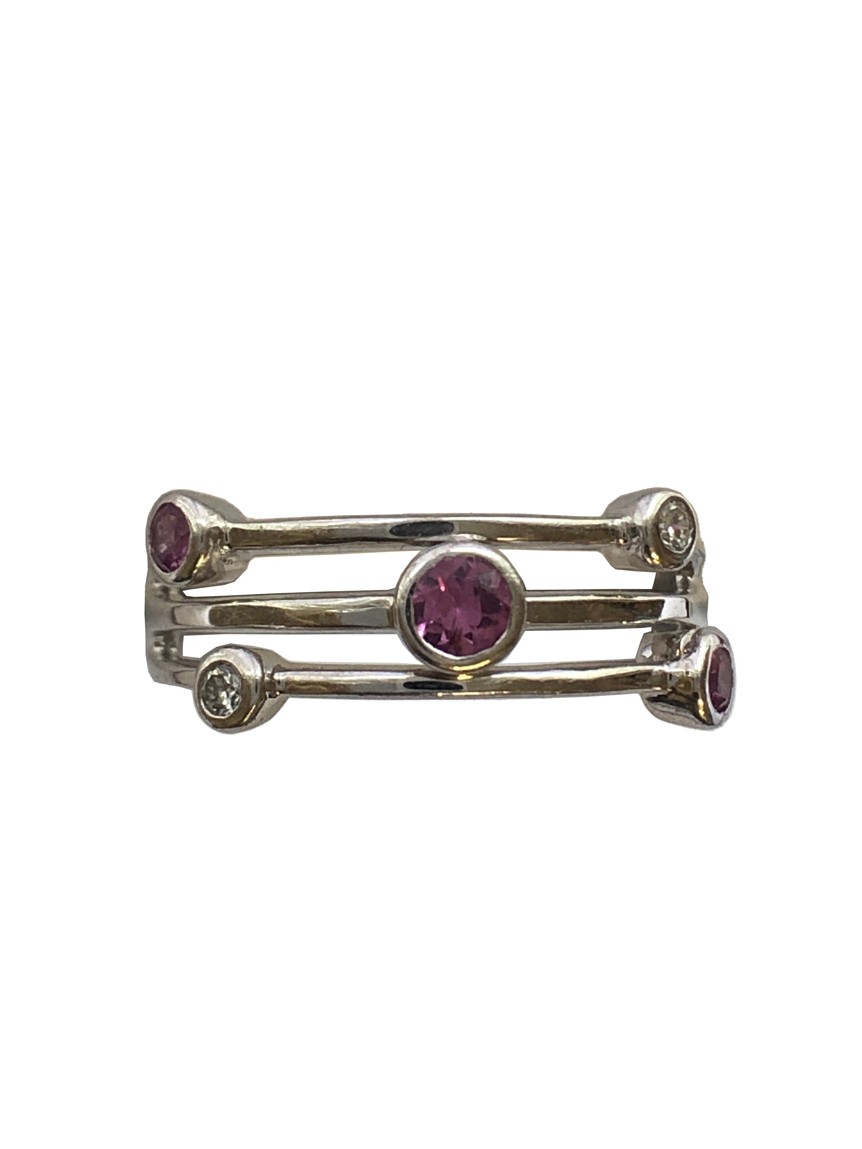 An 18ct white gold pink sapphire and diamond ring