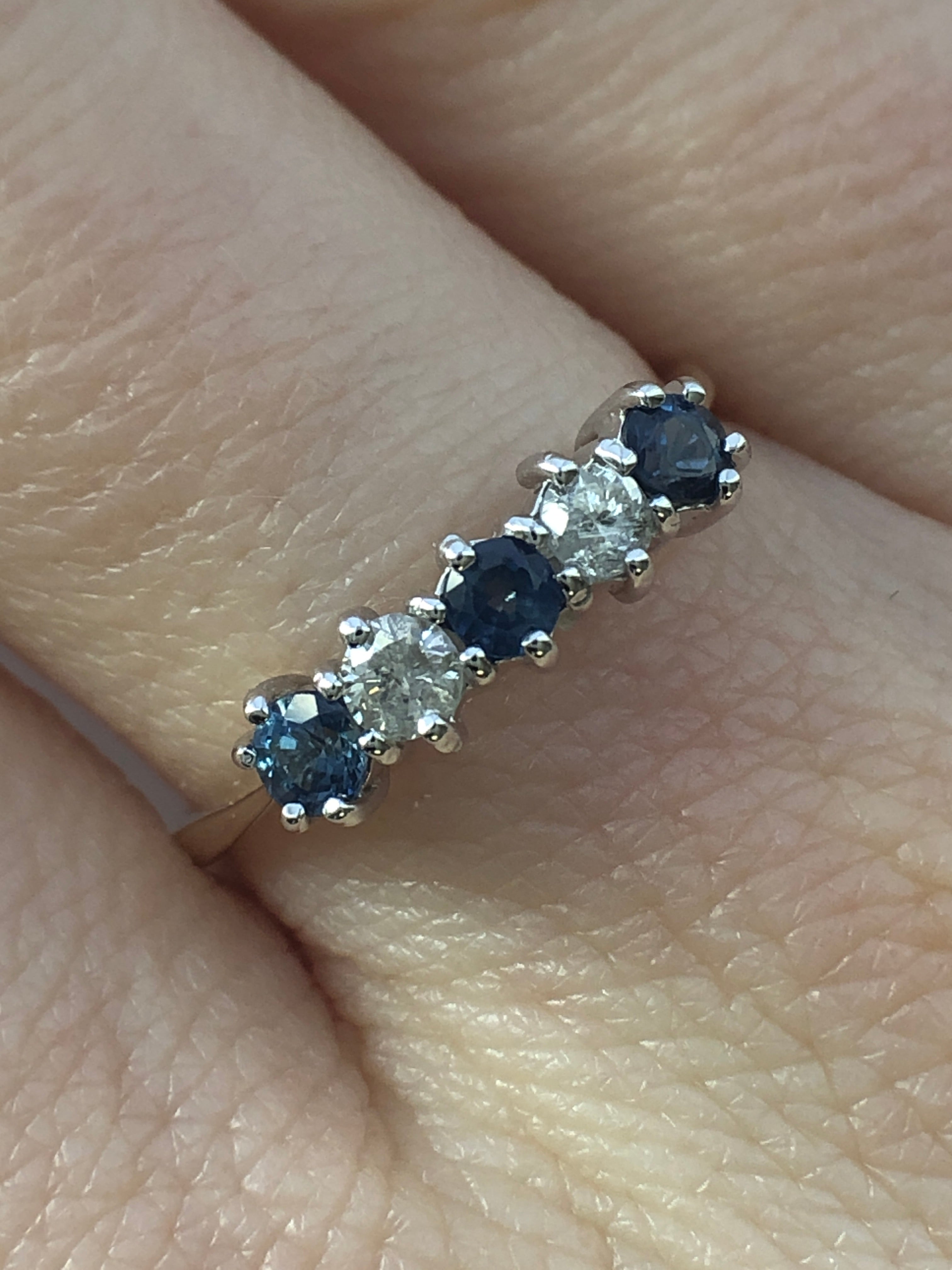 A 9ct gold sapphire and diamond five stone ring