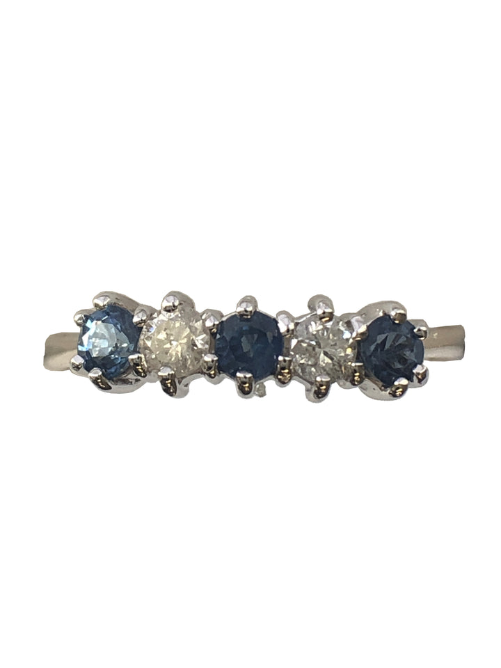 A 9ct gold sapphire and diamond five stone ring