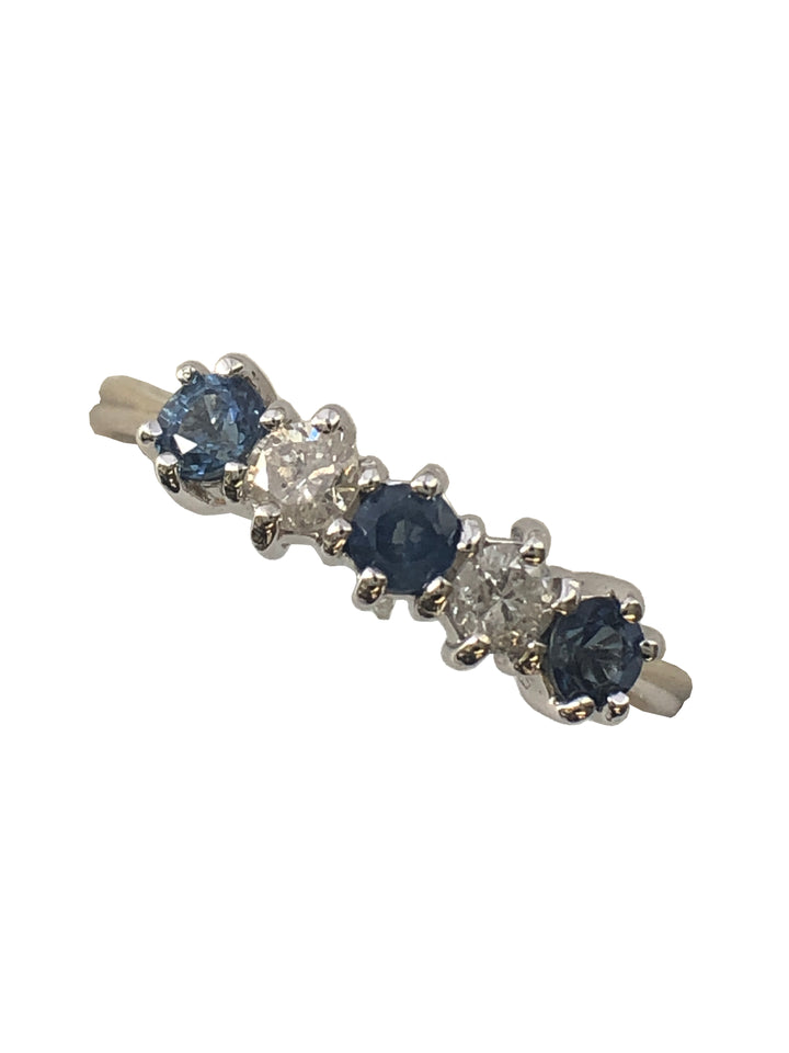 A 9ct gold sapphire and diamond five stone ring