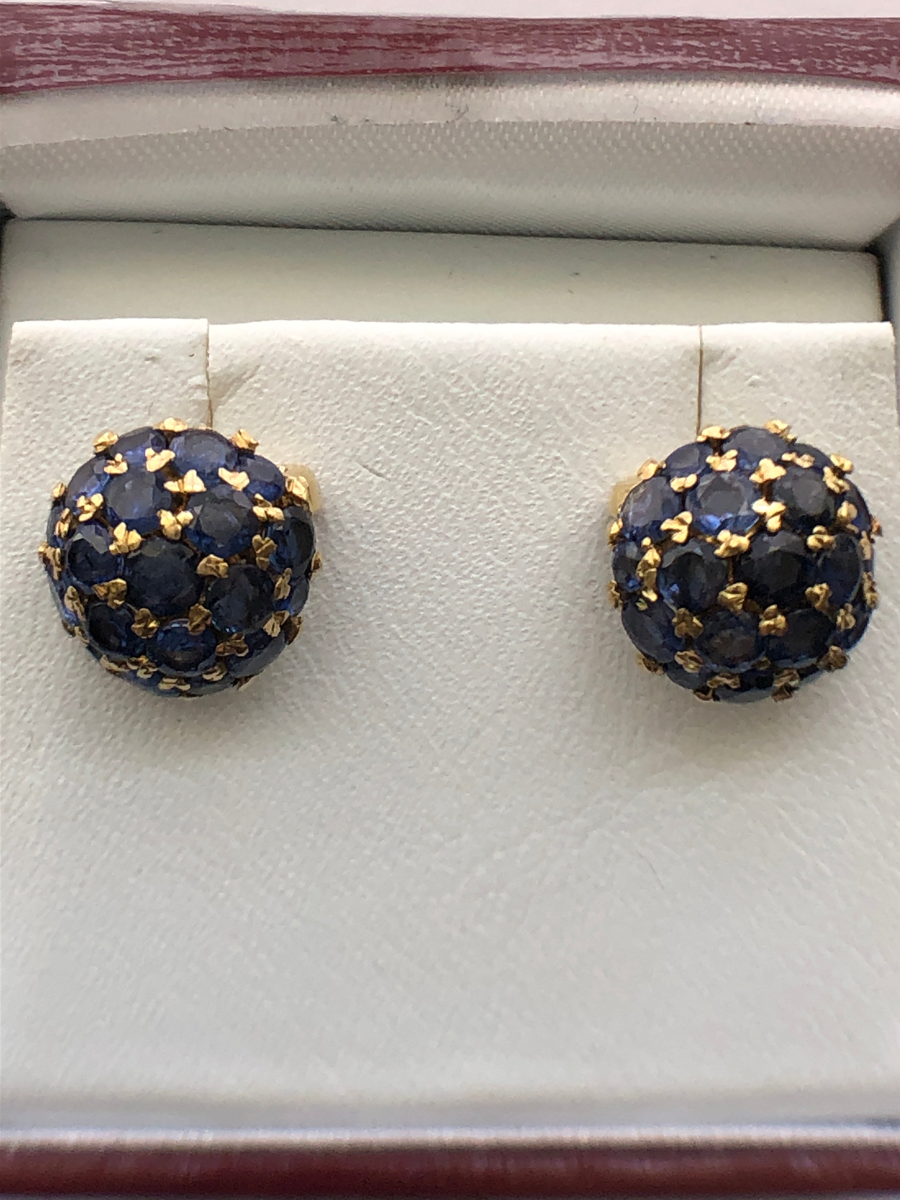 A vintage pair of sapphire cluster earrings