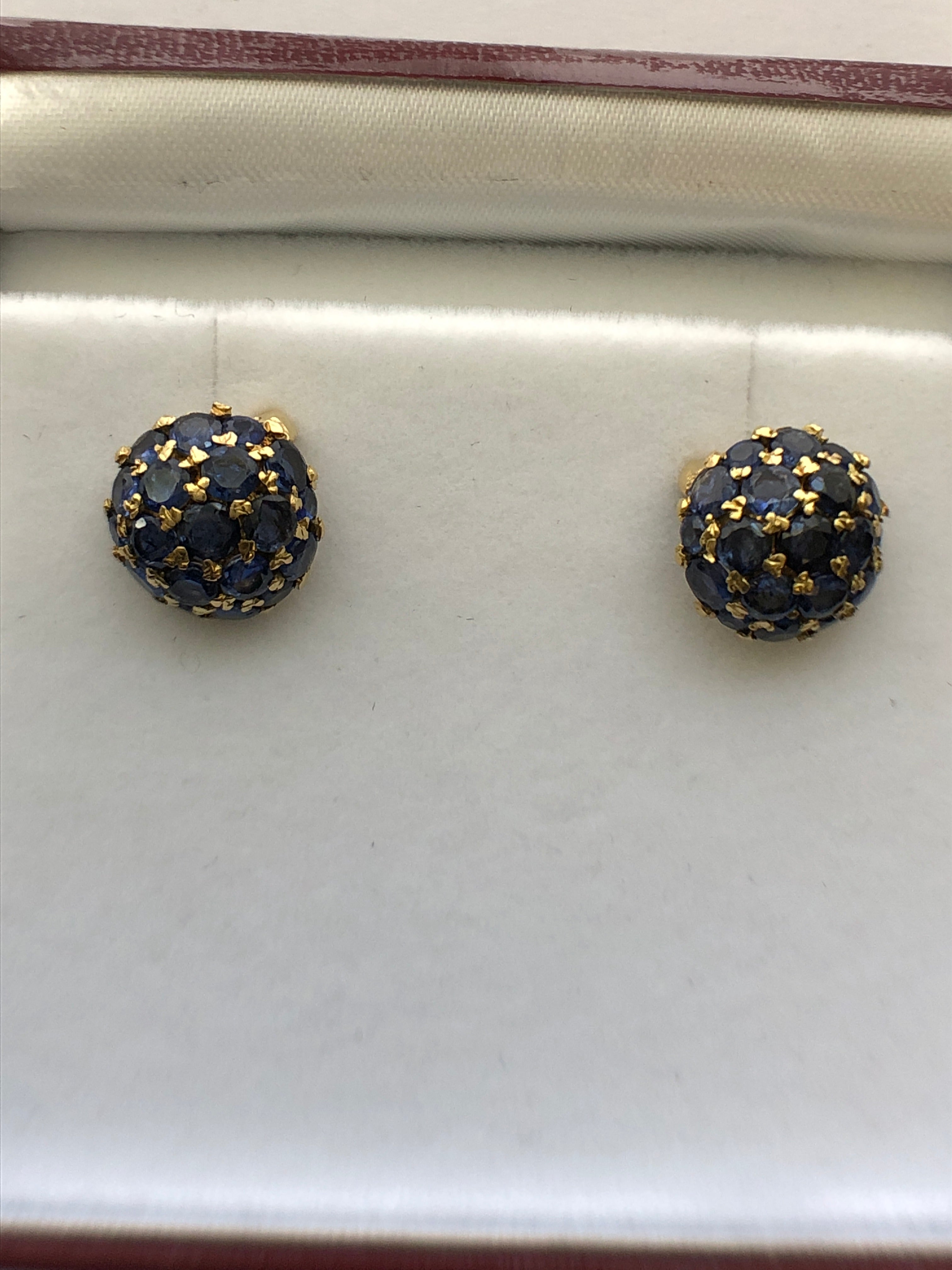 A vintage pair of sapphire cluster earrings