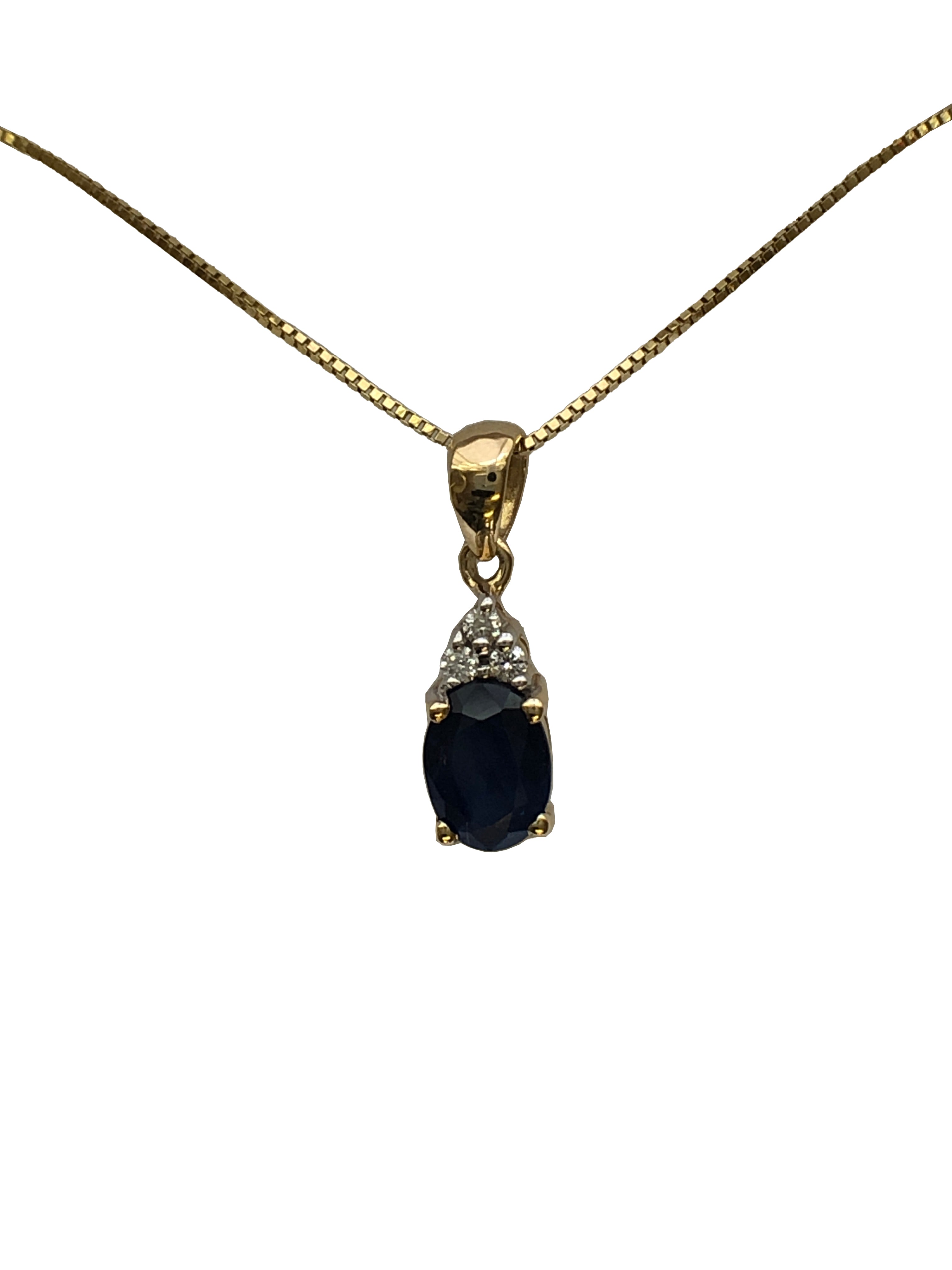 A 9ct gold sapphire and diamond pendant