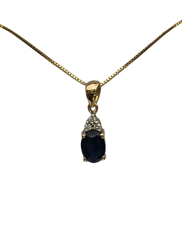 A 9ct gold sapphire and diamond pendant