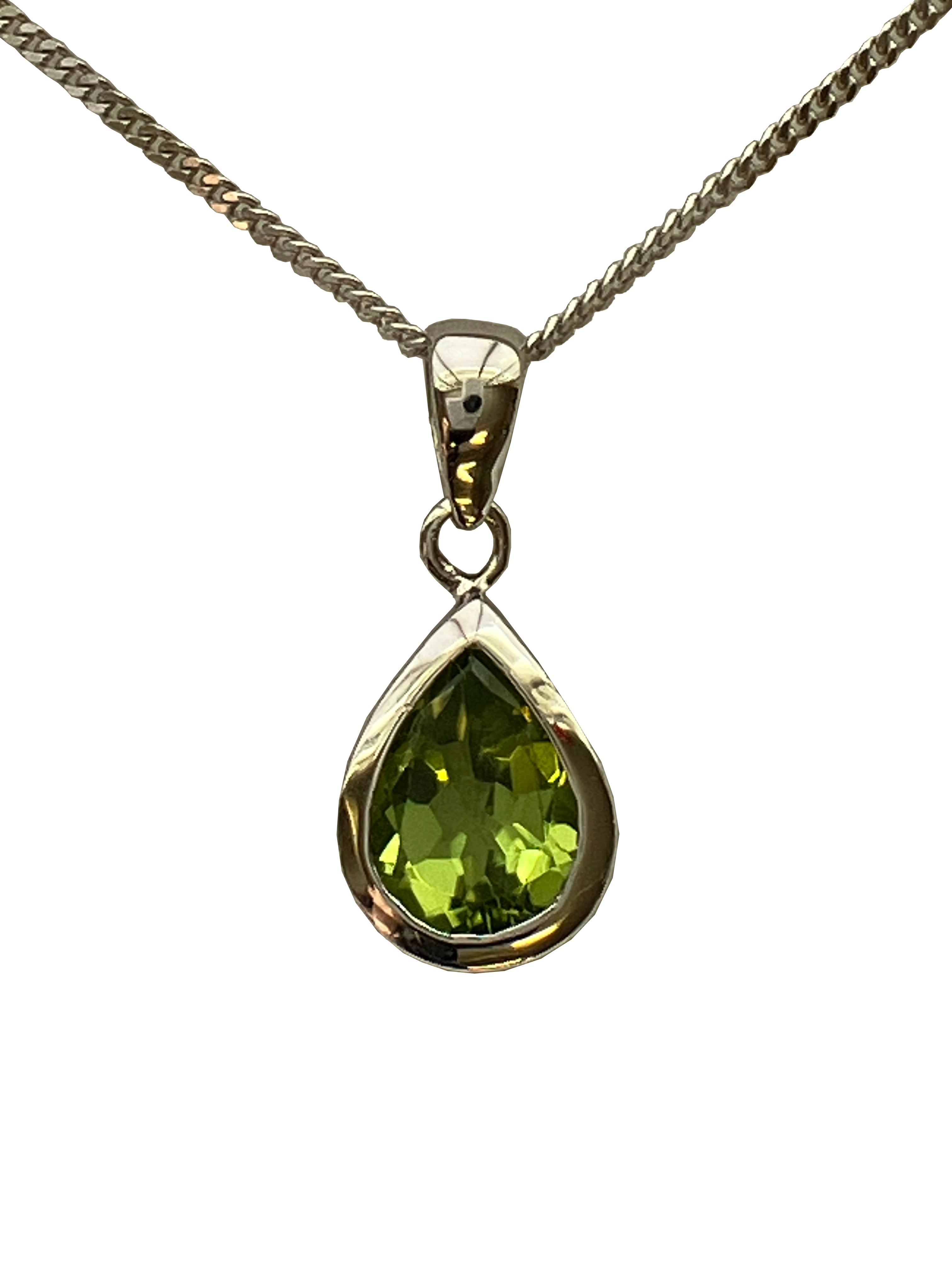 A 9ct white gold peridot pendant