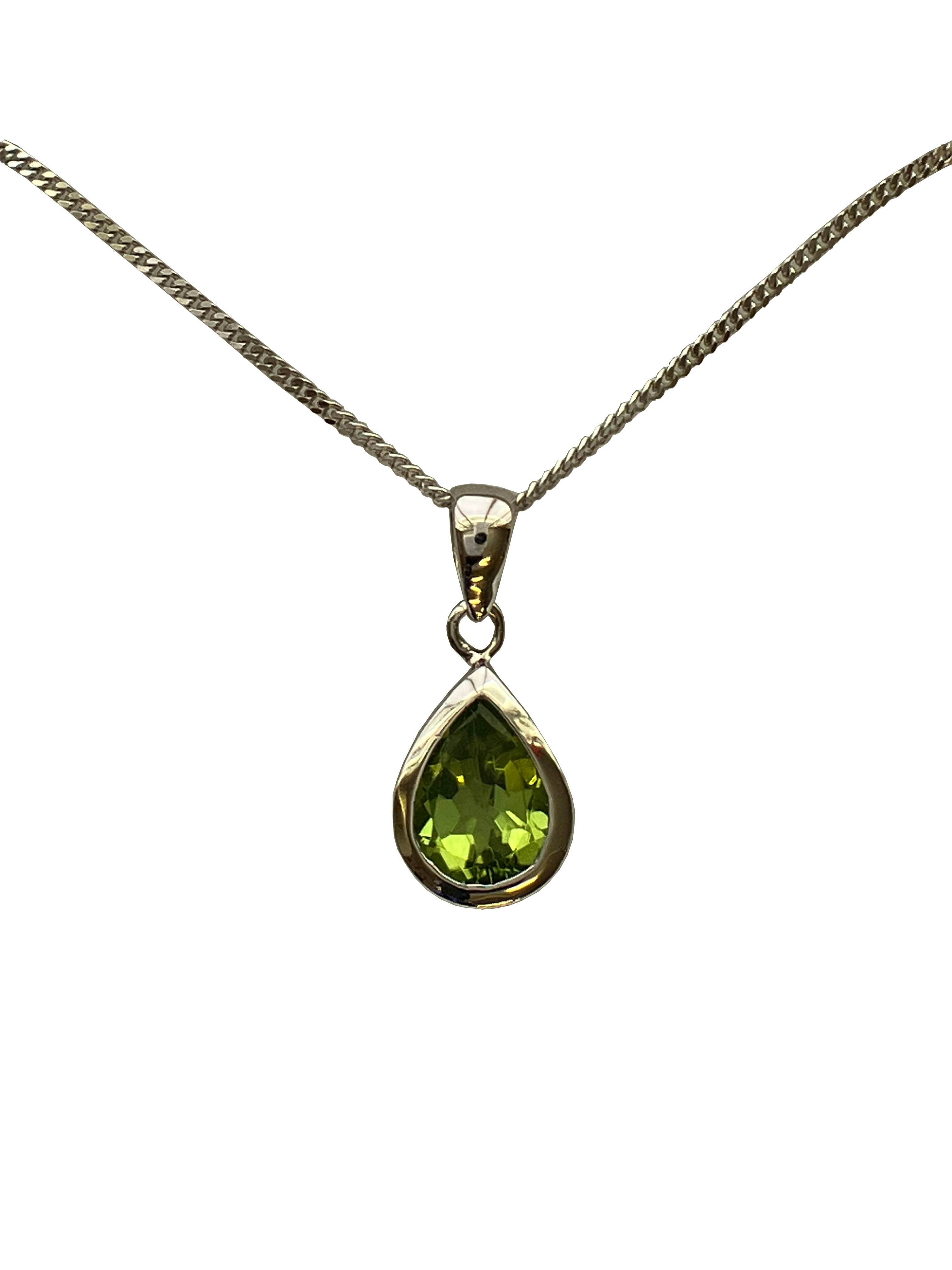 A 9ct white gold peridot pendant