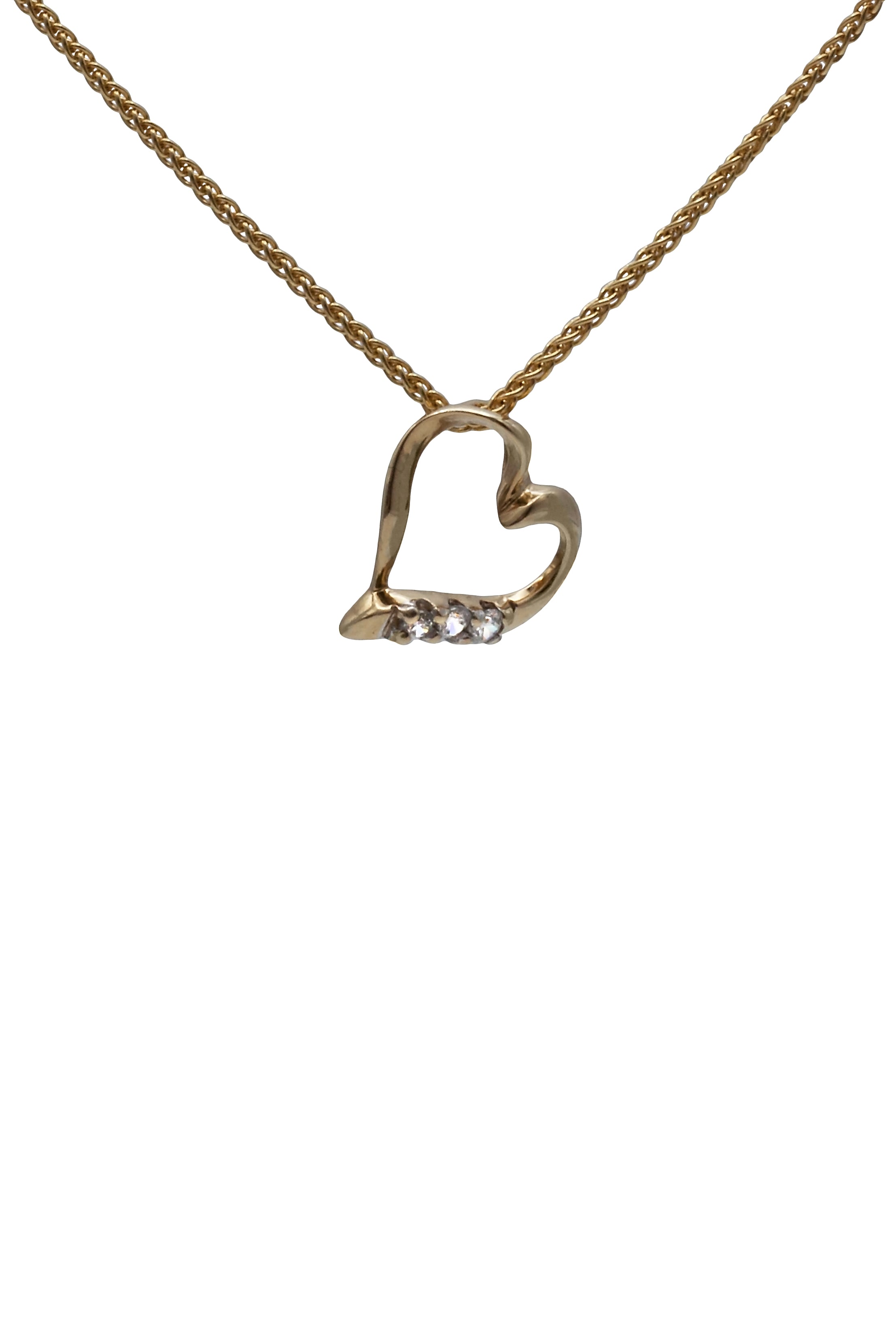 A 9ct gold cubic zirconia heart pendant on a 9ct gold chain