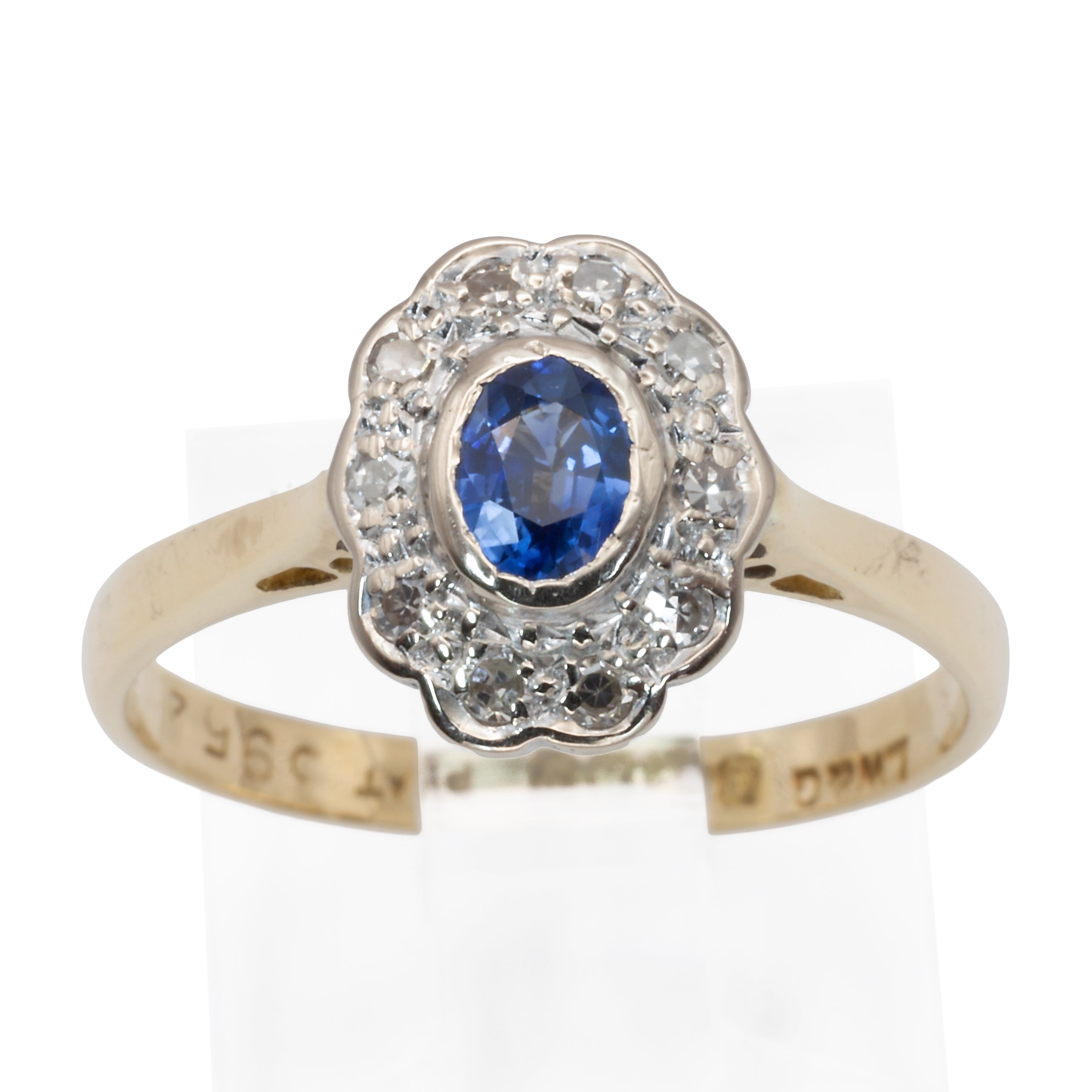 A 9ct gold sapphire and diamond ring