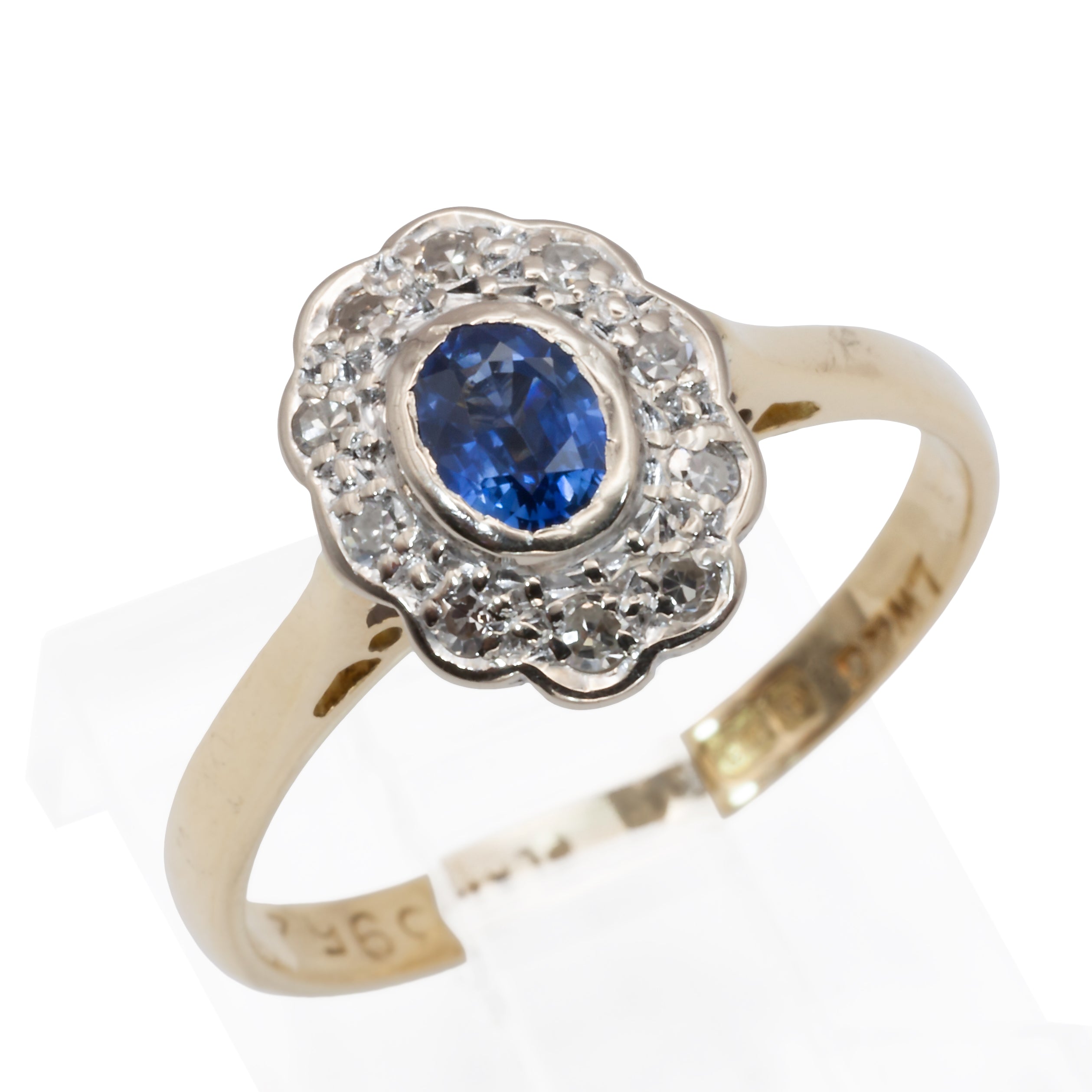 A 9ct gold sapphire and diamond ring