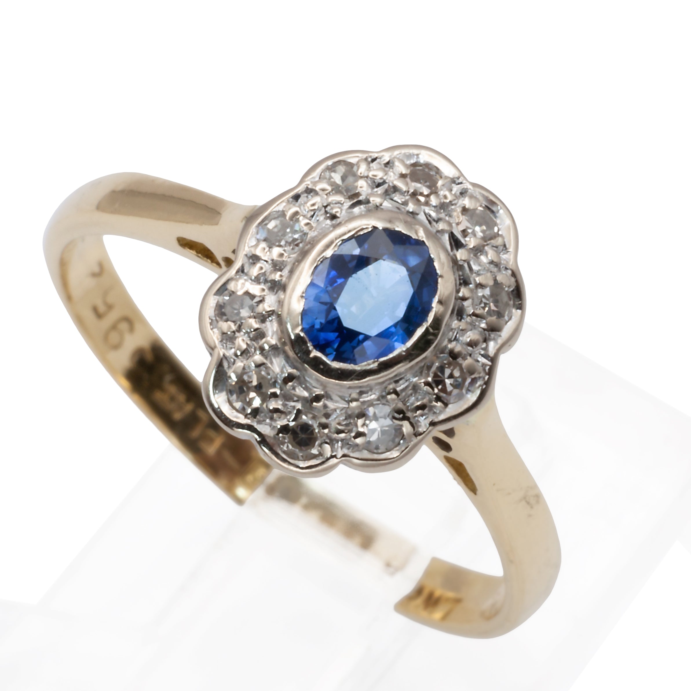A 9ct gold sapphire and diamond ring