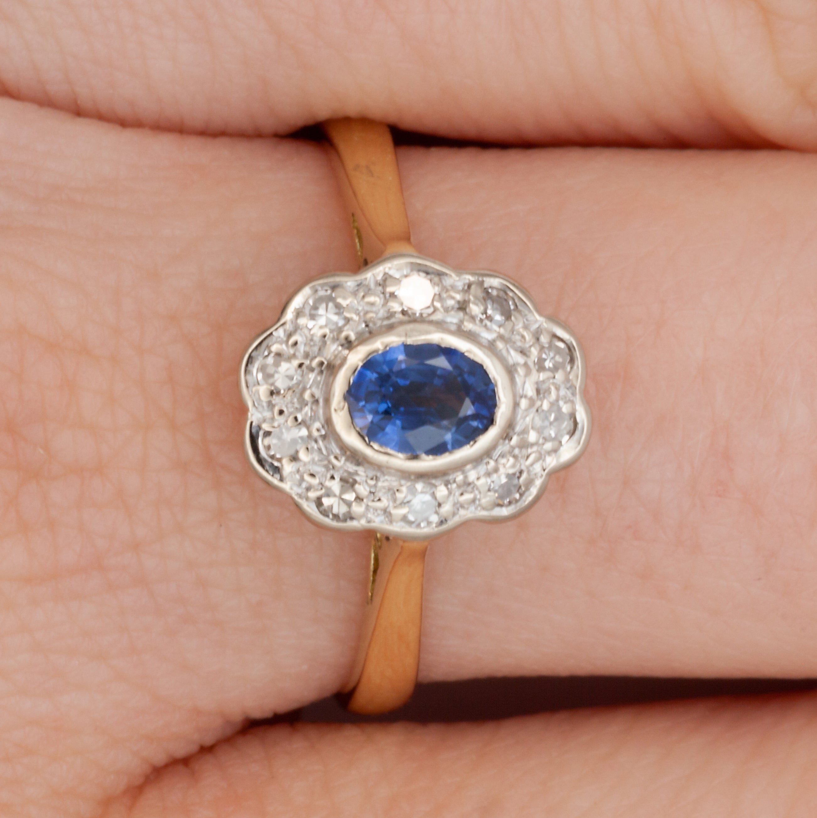 A 9ct gold sapphire and diamond ring