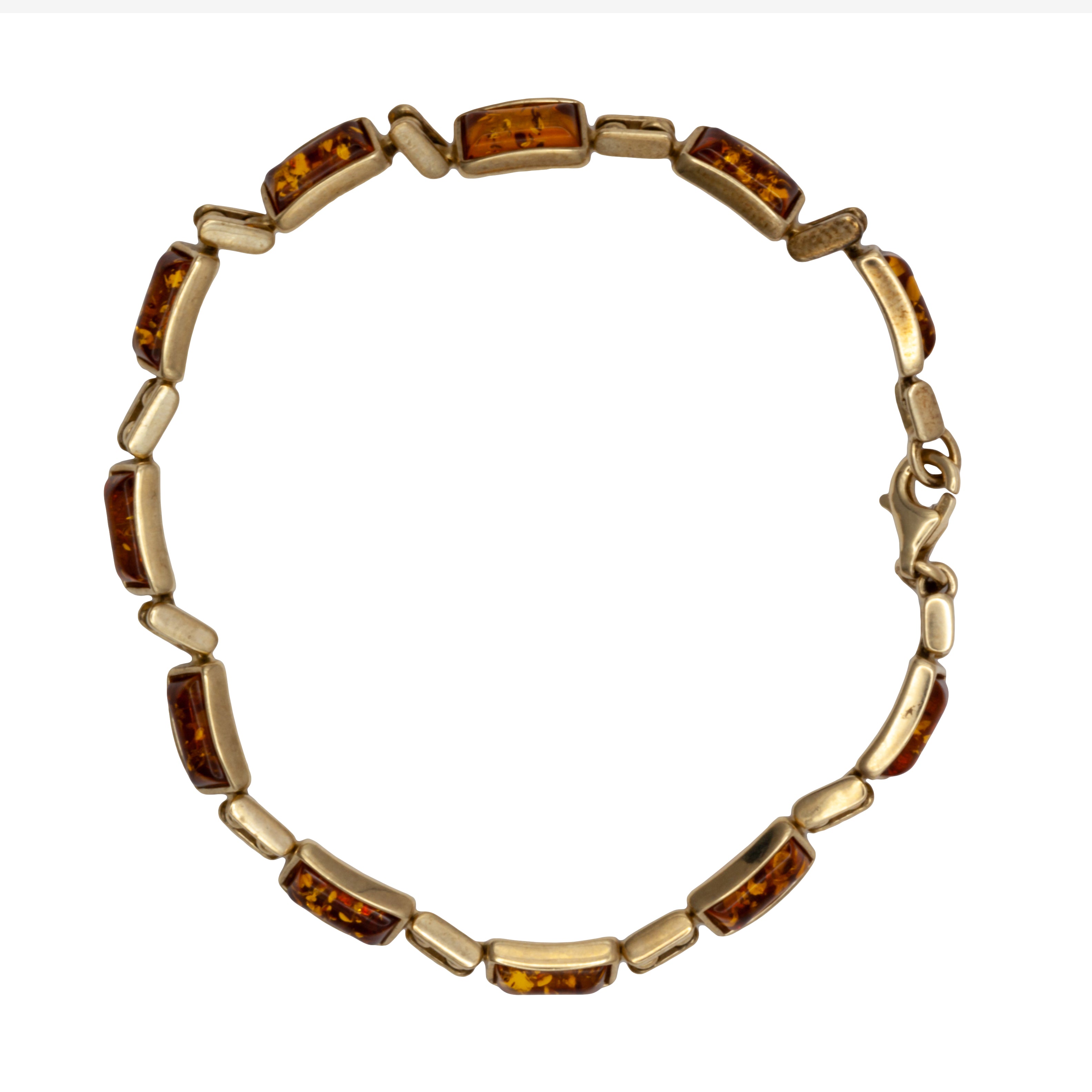 A 9ct gold amber bracelet