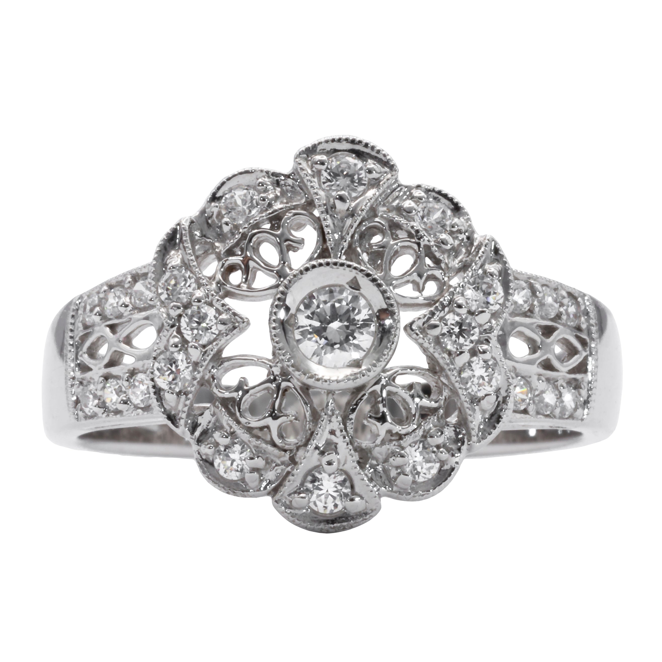 A 14ct white gold cubic zirconia ring