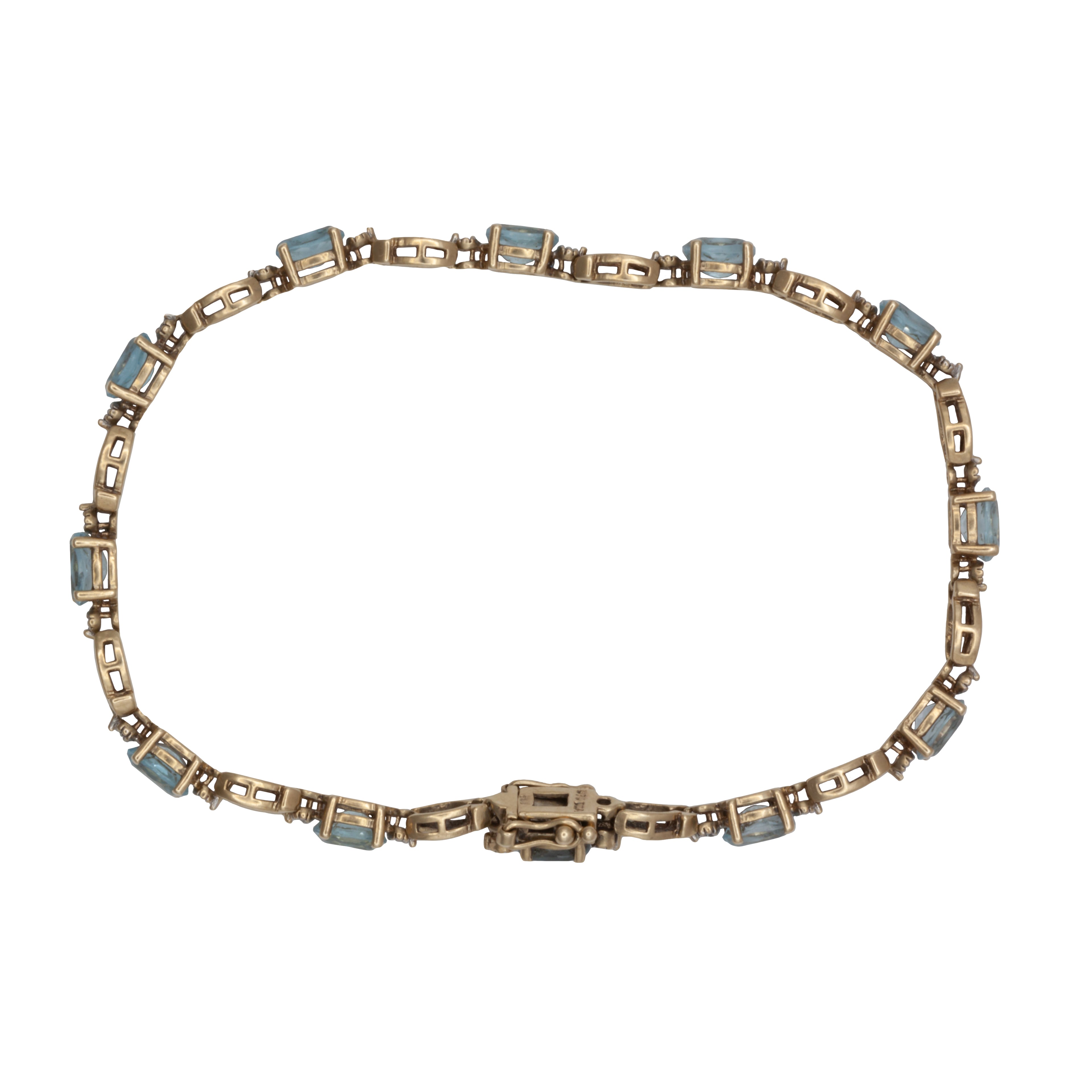 A 9ct gold blue topaz and diamond bracelet