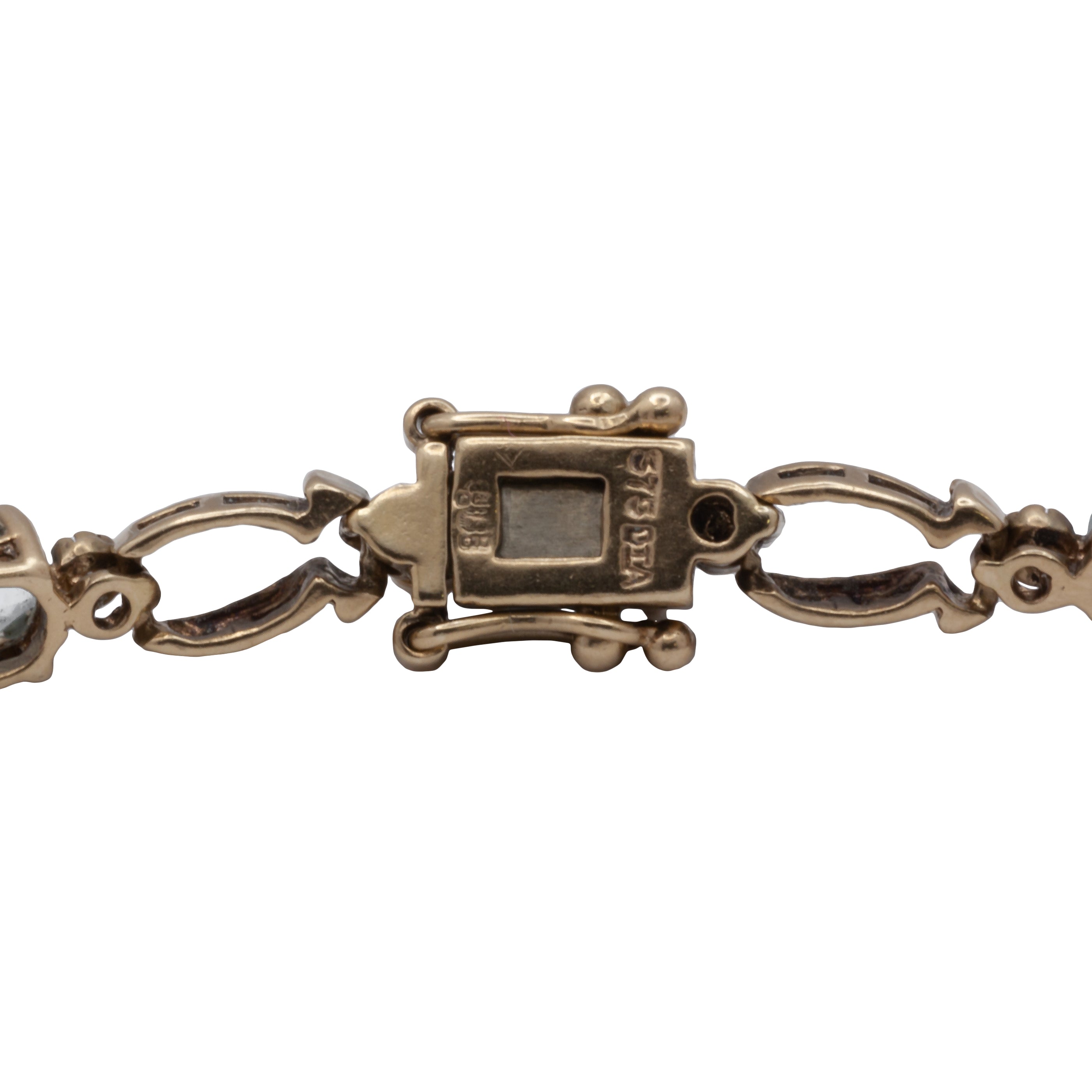 A 9ct gold blue topaz and diamond bracelet