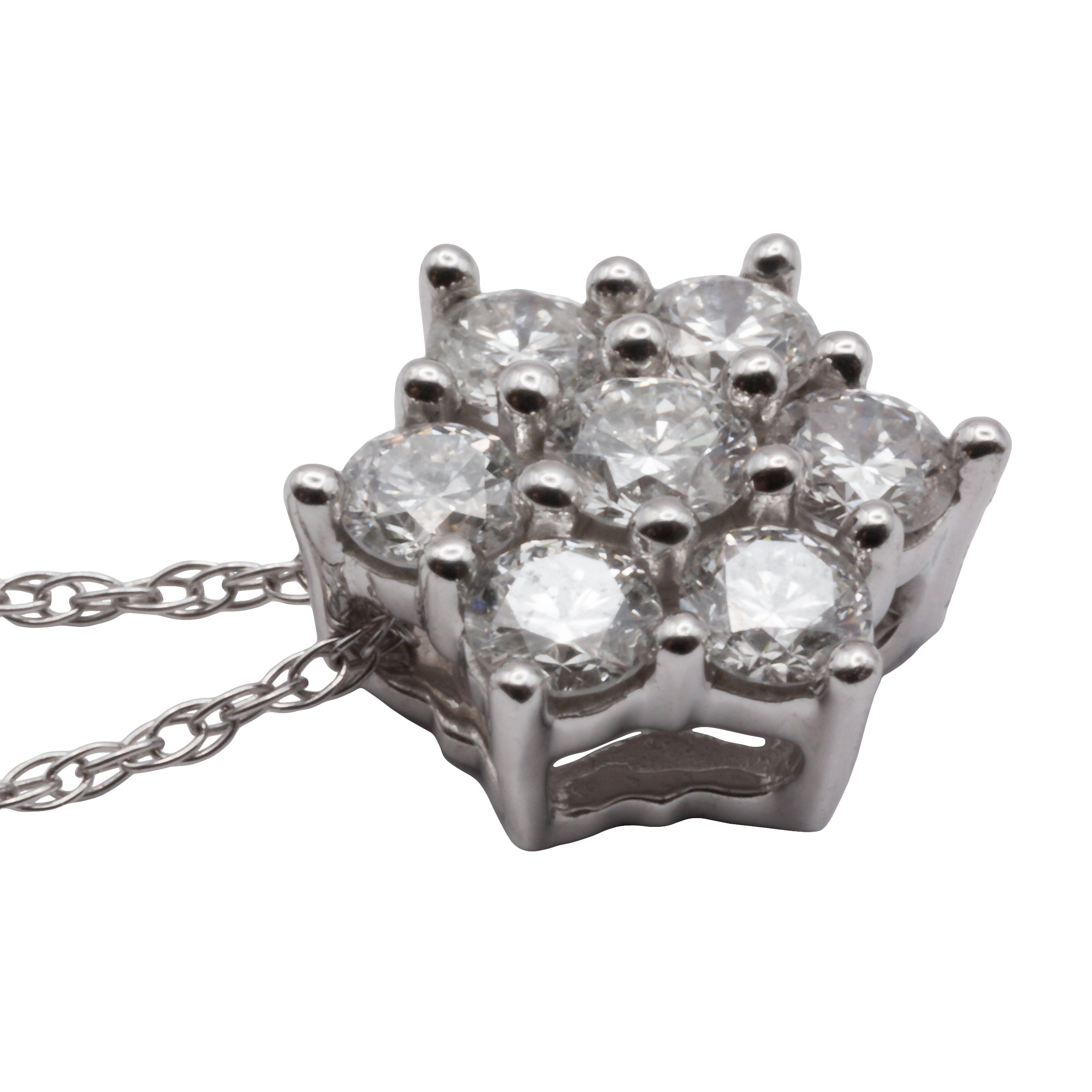 A 9ct white gold diamond pendant