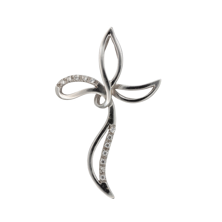 A 9ct white gold cubic zirconia cross pendant