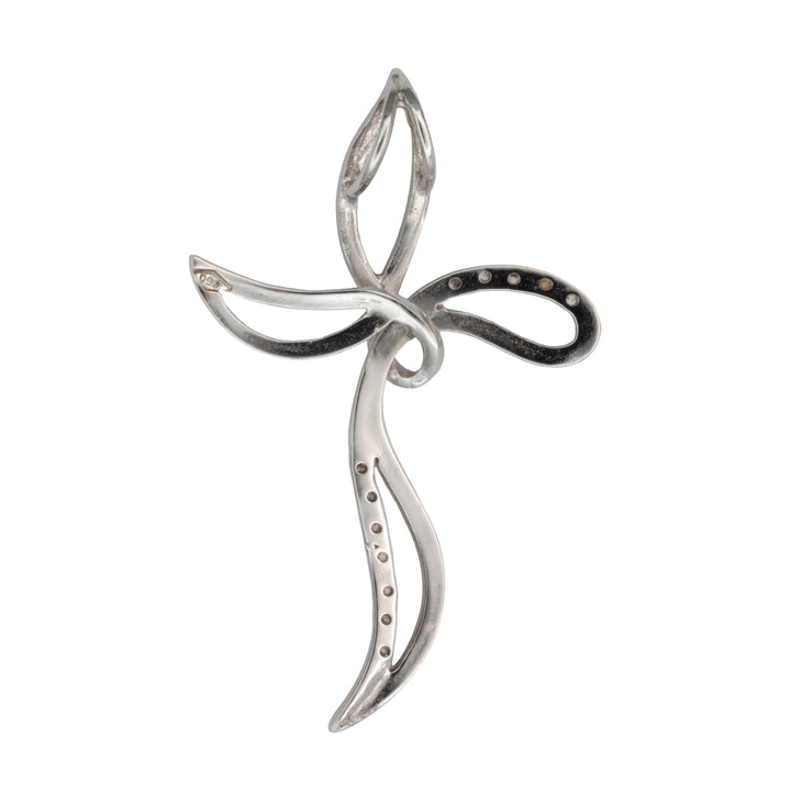 A 9ct white gold cubic zirconia cross pendant